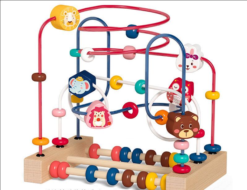 Jouets Montessori Bébé Roller Coaster en Bois Labyrinthe de Perles Jeune Enfant Apprentissage Précoce Puzzle Éducatif Jouet Mathématique pour Enfants 1 2 3 Ans