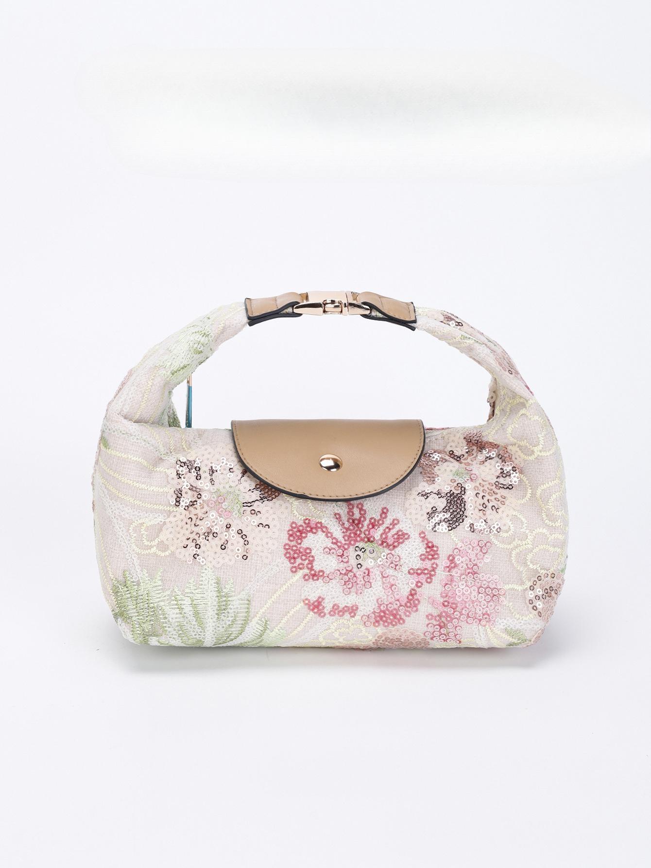 French retro flower embroidery bag women s bag large capacity handbag niche design sense commuter women s bag
