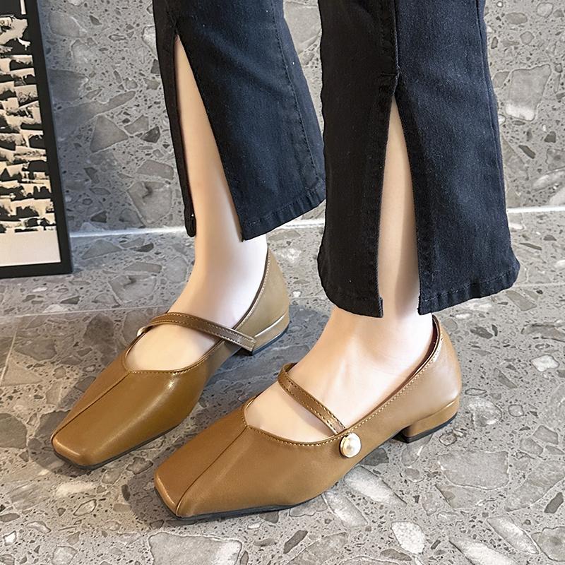 Women's Single Shoes Spring and Autumn New Low Heel Square Simple Mary Jane Shoes Casual Fashion Light Sweet Lolita Shoes
