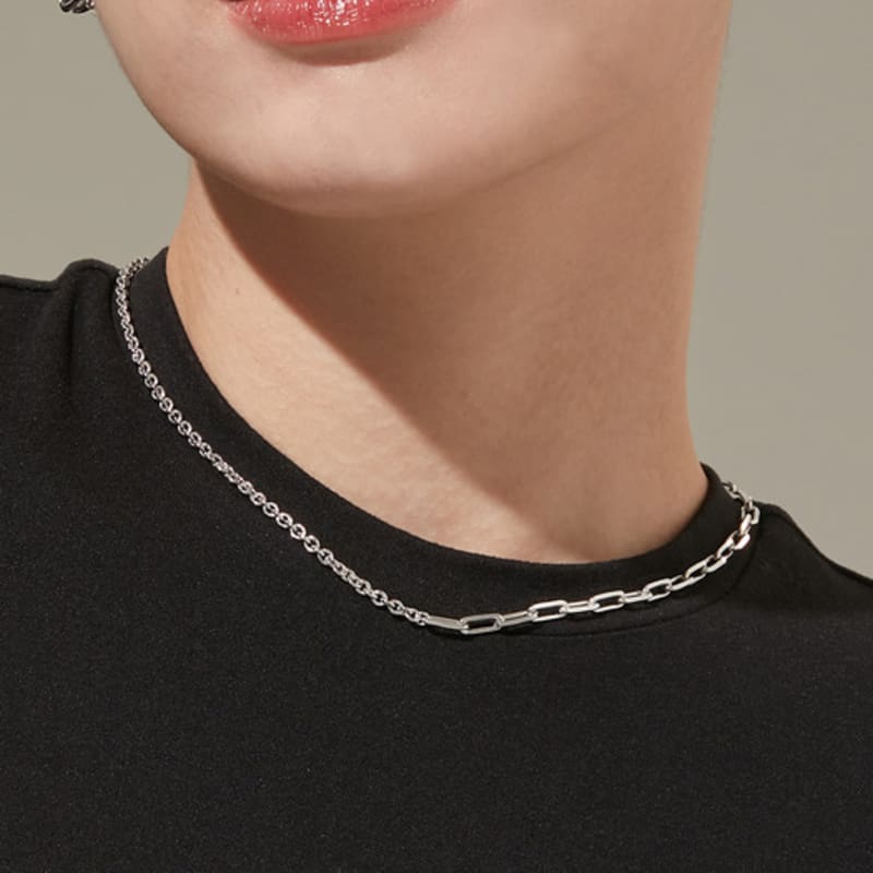 Tirr Lirr Tizen Maximize Chaîne à Clips Collier Argent Blanc TNSSVW14033M