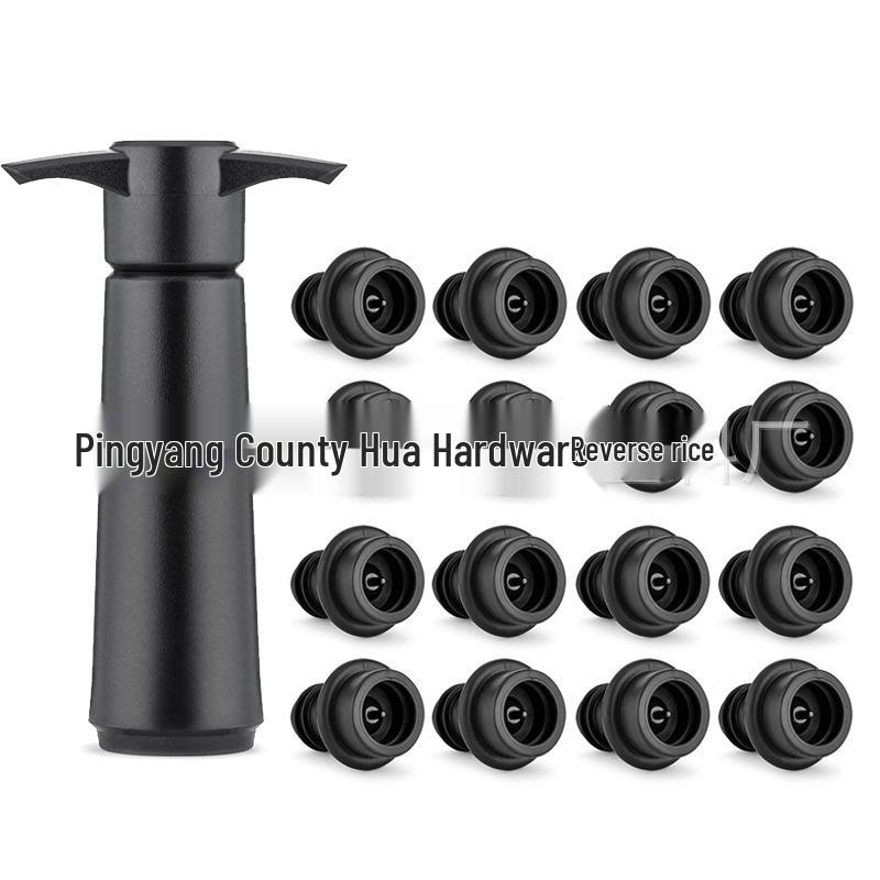 Pompka próżniowa do wina ze stali nierdzewnej i czarnej z korkiem silikonowym