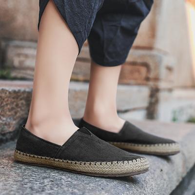 Męskie Espadryle Płócienne Konopne Płaskie Buty Męskie Szyte Buty Lniane Wsuwane Mokasyny Buty Codzienne Duży Rozmiar Rybackie Buty do Jazdy
