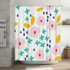 Colorful Fluffy Shower Curtain with Lemon Leaves Flowers Waterproof Decor for Bathrooms (White Background)