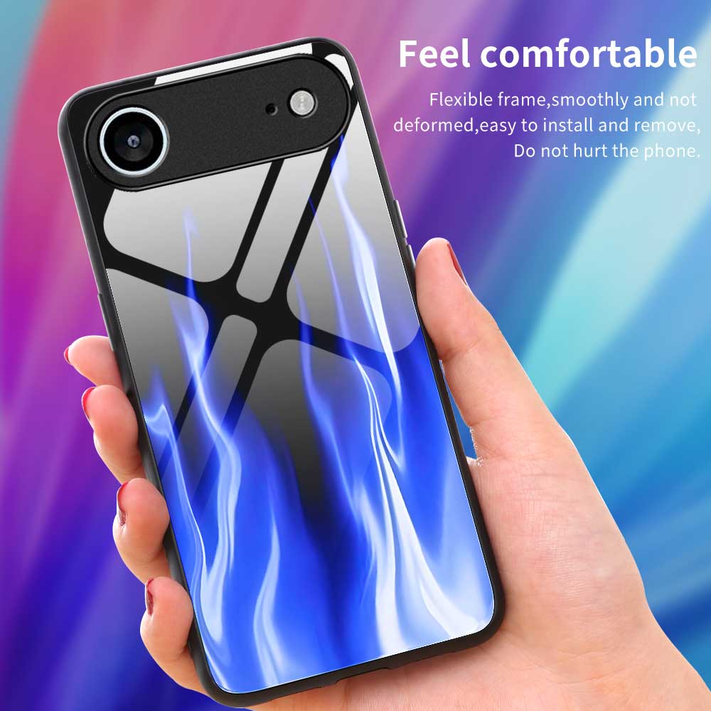 For iPhone 17 Air Case Anti Drop TPU PC Tempered Glass Pattern Printing Phone Back Cover