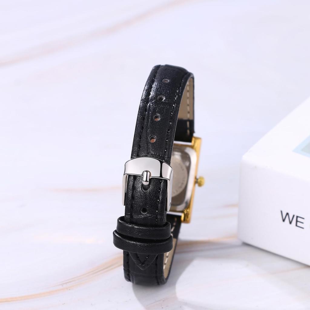 Watch with Leather Strap and Roman Alphabet Analog Antique Waterproof Quartz Watch In Silver and Black A Fashionable Accessory for or Her Women's