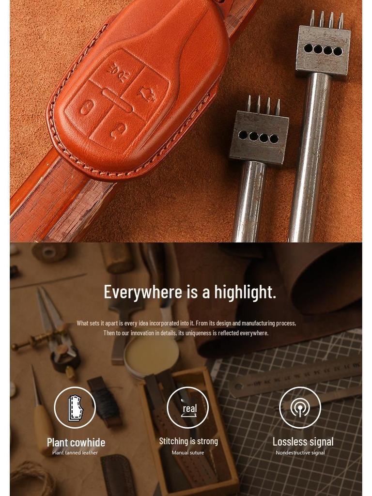 Genuine Leather Key Case for Maserati Levante, Ghibli, and Quattroporte