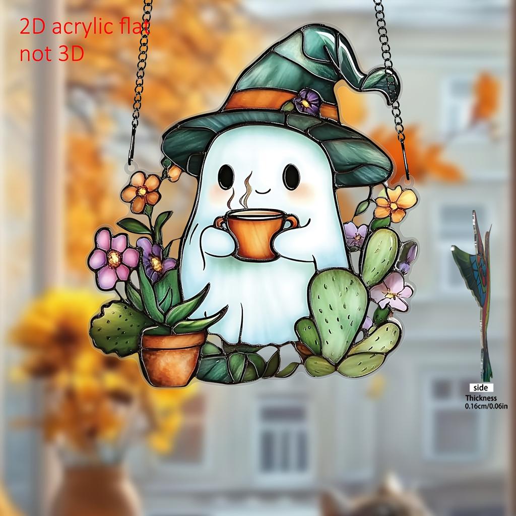 2D Flat, 1pc Light Catcher - Acrylic Window Decoration, Gothic Decoration for Halloween Window Decoration with Haunted House