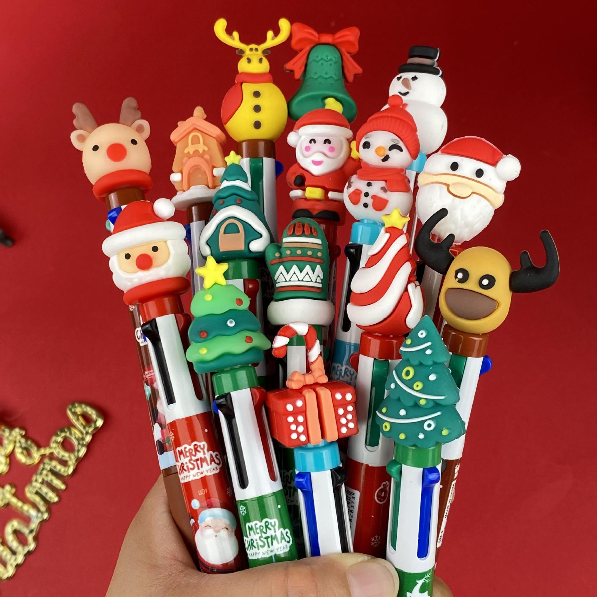 

1Pc Christmas Rollerball Pen, 4 Colors 0.5mm Retractable Christmas Multicolor Pens for Students Graffiti Drawing Accessories, Reindeer Christmas Tree Random style　1PC