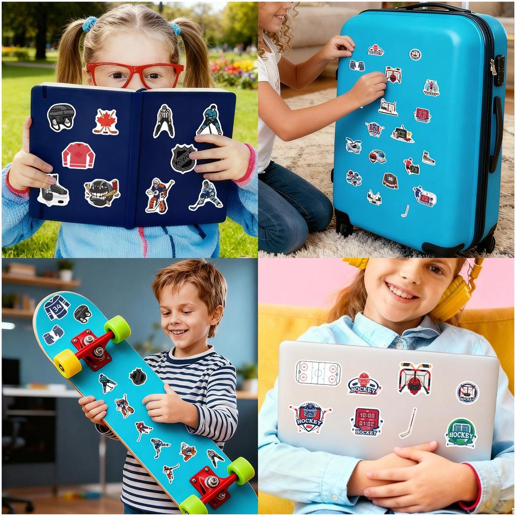 50 Waterproof Hockey Graffiti Stickers for Bottles & Phones