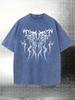 T-shirt da Uomo in Puro Cotone Lavato con Scritta - Vestibilità Larga Stile Vintage Usurato, Abbigliamento per Tutto l'Anno, Lavabile in Lavatrice, Maglietta Casual Girocollo