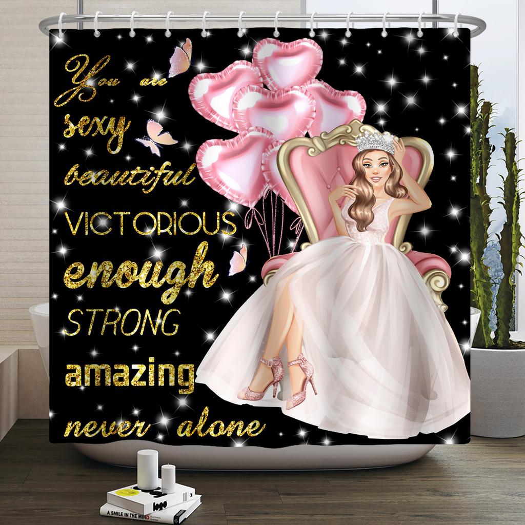 Afroamerikanische Frau Duschvorhang Sexy Schwarzes Mädchen Dame Inspirierend Königin Abstrakt Boho Wasserdicht Badezimmer Duschvorhang