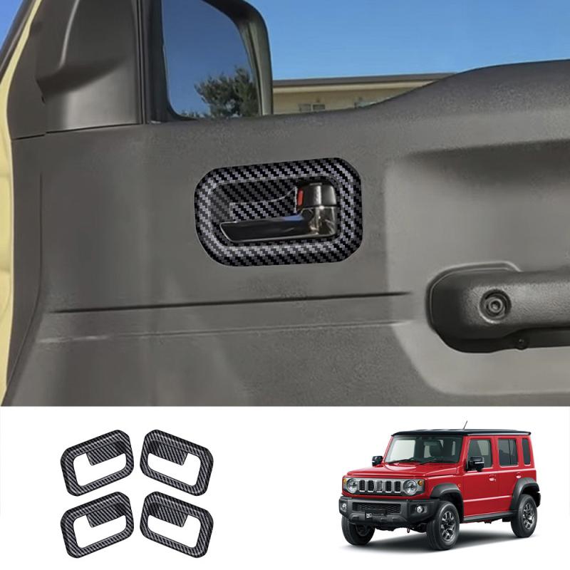 FOR SUZUKI Jimny Nomade 5/SIERRA 3 2025 ABS Carbonfiber black Car Inner Door Handle door Bowl cap Covers Interior Accessories