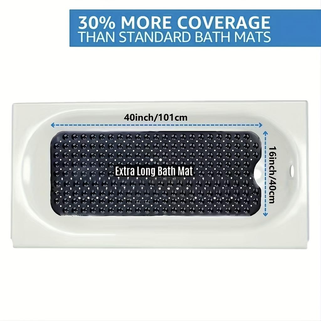 1Pc Non-slip Shower Mat Bathtub Mat with Drain Holes and Suction Cups Machine Washable Household Bathroom Shower Carpet Bathroom