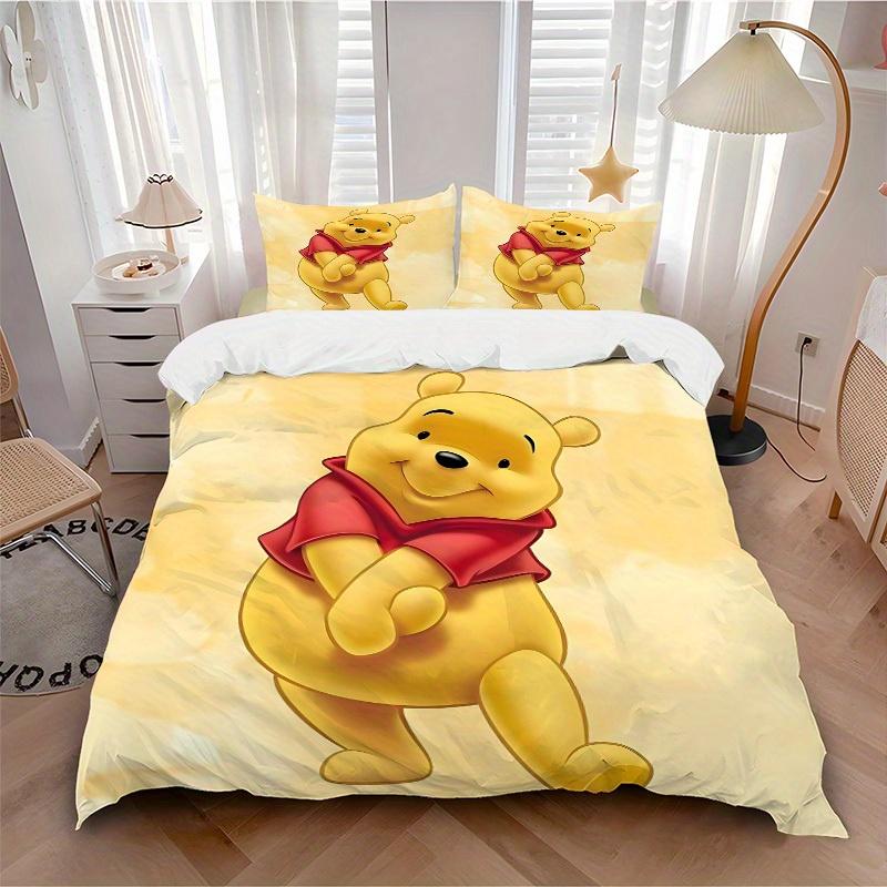 

3pcs set Pooh1pc of quilt cover+2pcs of pillowcase, no core, print bedding, All Seasons Bedroom Setting063 135x200cm