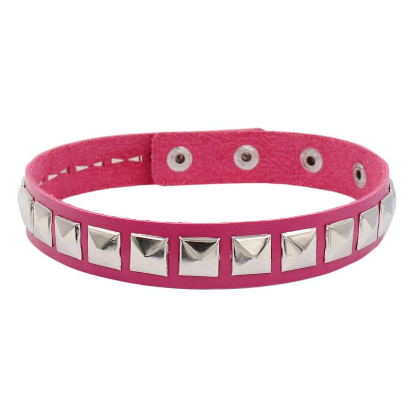 Damski Punkowy Naszyjnik Choker z PU Skóry z Kwadratowymi Nitami Hip Hop Damski Dziewczęcy Biżuteria na Imprezę 2025 Akcesoria na Szyję