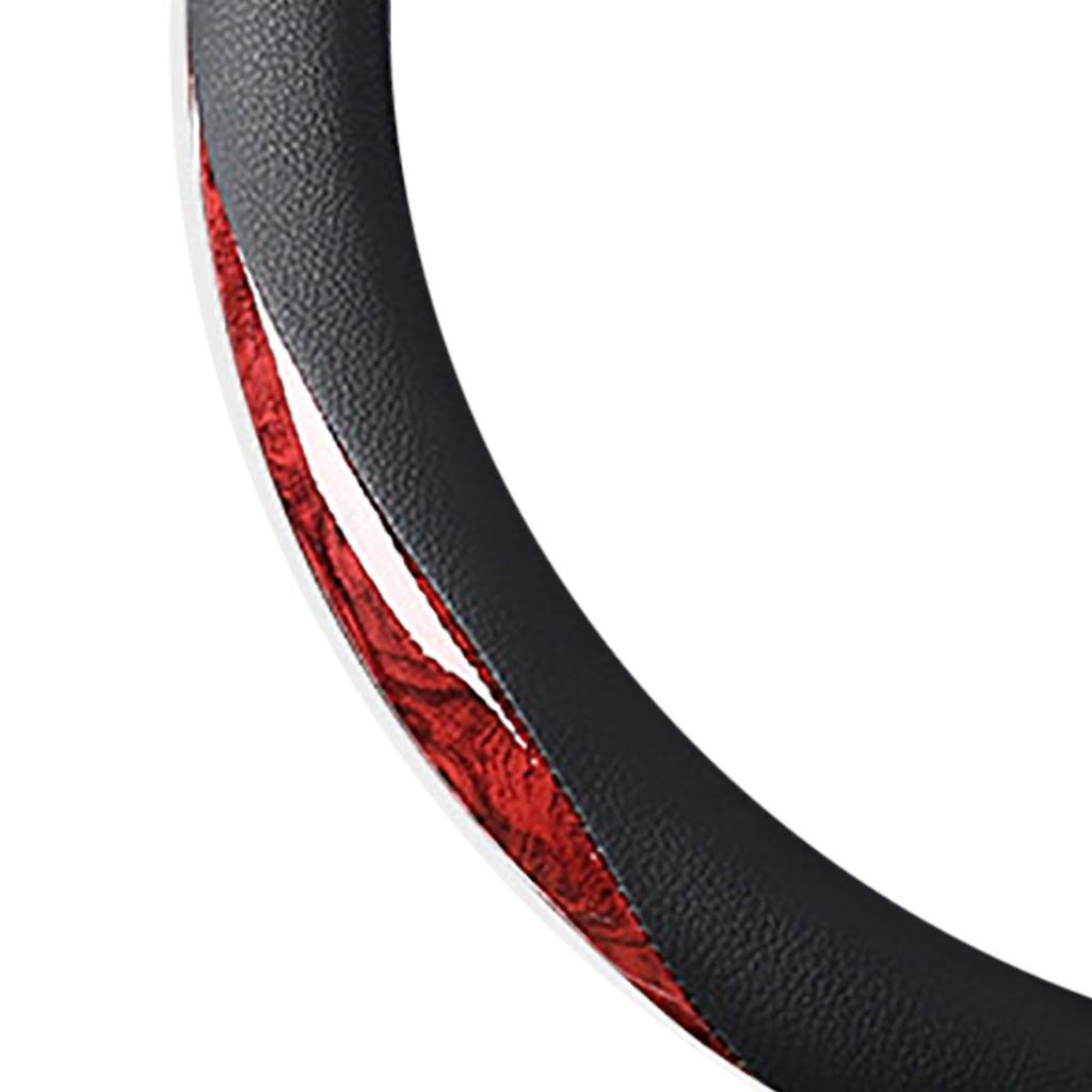 38cm Steering Wheel Cover Faux Leather Carbon Fiber Sweat Absorption Prevent Slip Steering Wheel Protector Red