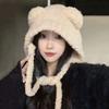 Bear Ear Beanie Cap Knit Ear Muff Hat for Girls Y2K Women Windproof Ear Flap Skull Hat for Outdoor Activity Casual Hat