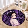 Classic Japanese-style Cartoon Demon Slayer Round Rug, Home Soft Decorative Anti-slip Yoga Mat and Chair Mat, Outdoor Floor Mat Carpet K3