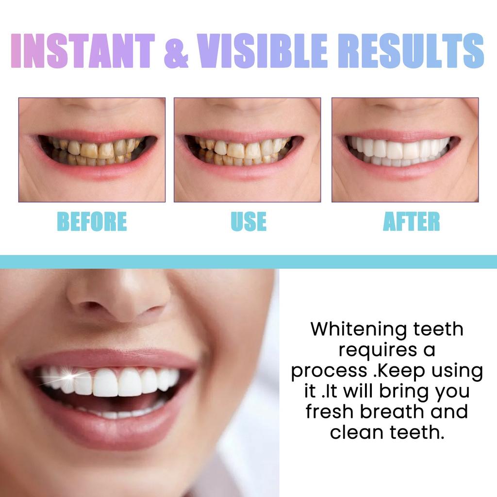 Tannbleking Tannpulver Flekker Kaffeflekker Teflekker Bleker Tennene Frisk Pust Sunn Tannpleie 50g