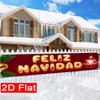 Spanish Christmas Banner, Red & Golden Spanish Lettering Design, Durable Polyester Outdoor Porch Fence Garden Party No Electricity Decoration