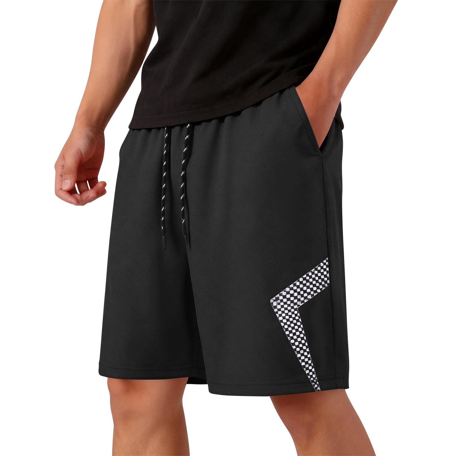 

Men s Quick Dry Loose Fit Shorts Five Inch Length Lightweight Athletic Shorts with Drawstring and Pockets for Sports and Daily Wear S чорний