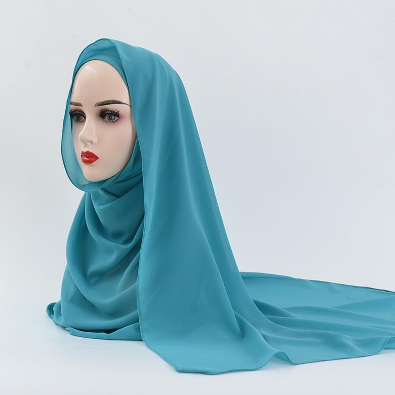 Fashion Pearl Chiffon Hijab Shawls Of Muslim Women Solid Color Head Wraps Scarf For Ladies