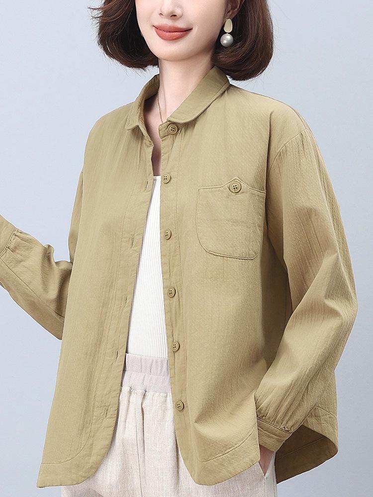 Mom's Pure Cotton Women's Spring Jacket Blouse - 2024 Style
