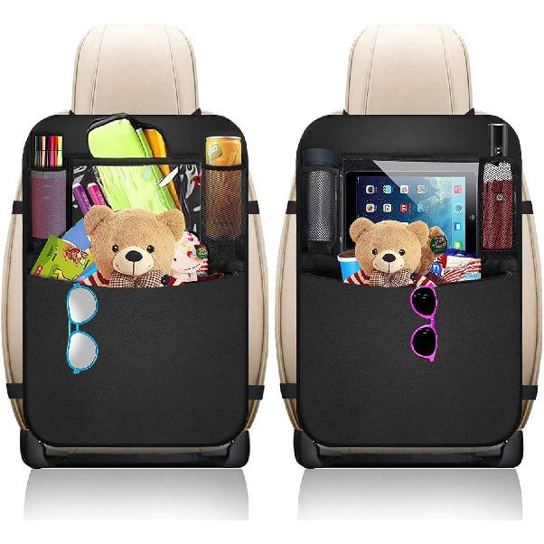 Premium Backseat Organizer For Kids 2 Pack, Heavy Duty Waterproof And Stain Resistant Kick Mats Back Seat Protector, Durable Backseat Car Organizer