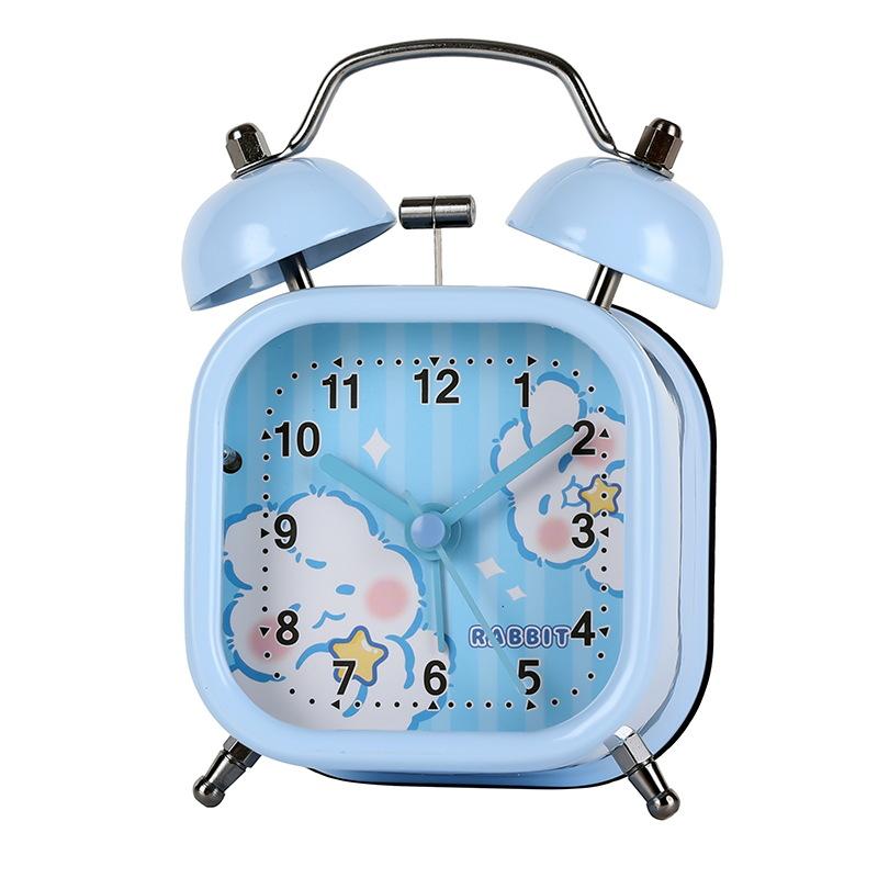 Square Contrasting Color Cartoon Alarm Clock Candy Series Cute Creative Quartz Bell Ringing Bell Wake-up Tool