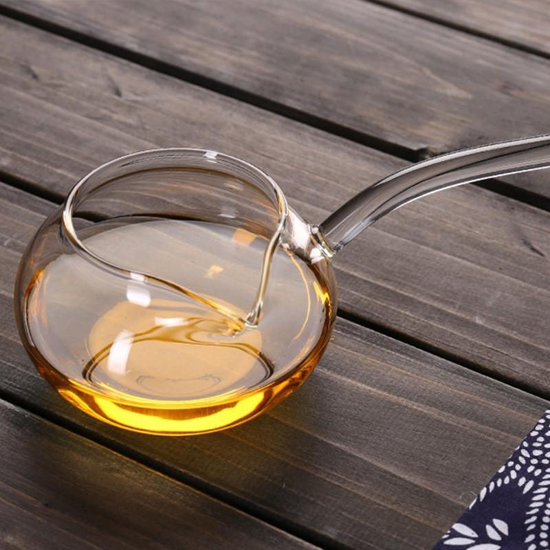 Household long handle side handle fair cup high temperature resistant Gongfu tea glass tea dispenser glass spoon tea ceremony accessories