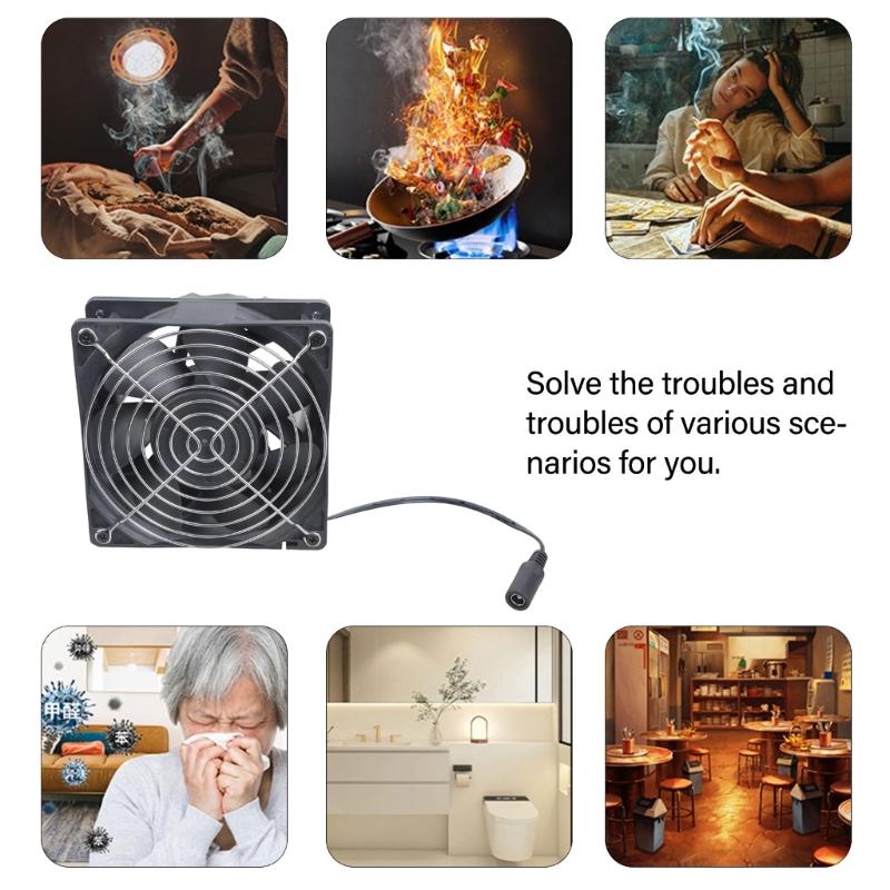 Energy Efficient 200CFM Exhaust System 12V 120mm Ventilation Blower Exhaust Fan For Tent Cooling 3D Printer Enclosures