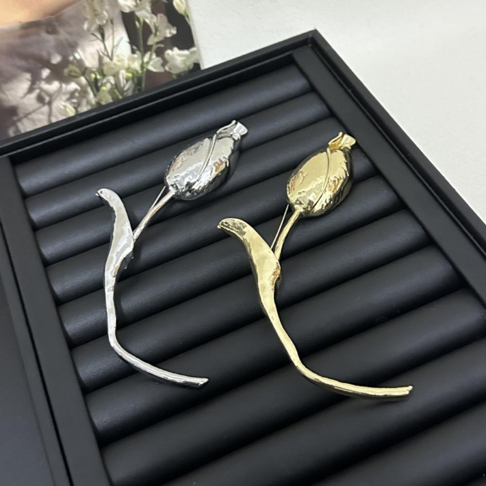 Electroplate Tulip Brooch Exquisite Clothing Pin Accessories Personality Suit Charm Deco Party