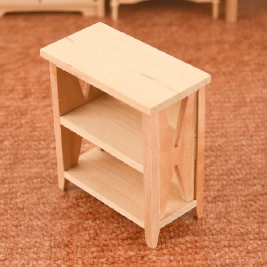 45669 Mini Dollhouse Wooden Unpainted Locker Cabinet Storage Rack Model Decor