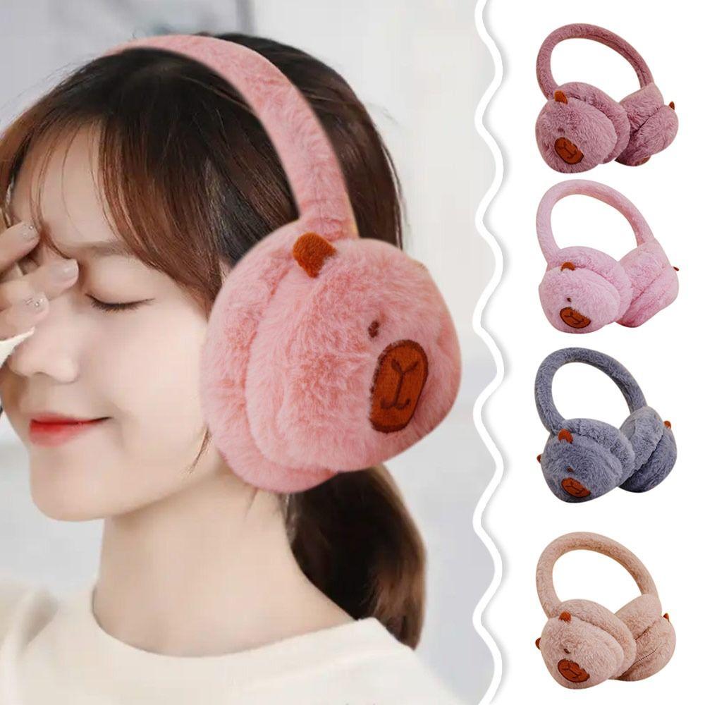 Cartoon Capibara Plush Ear Muffs Winter Warm Earmuffs Thicken Ear Cover Outdoor Cold Protection Earmuffs Soft Plush Earflap