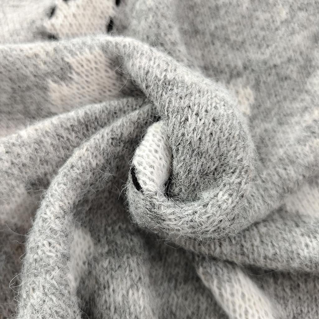 Autumn and Winter New Product Design Sense, Caring Jacquard Casual Round Neck Pullover Sweater, Women's Loose and Slimming Knitted Top 3496 KTB
