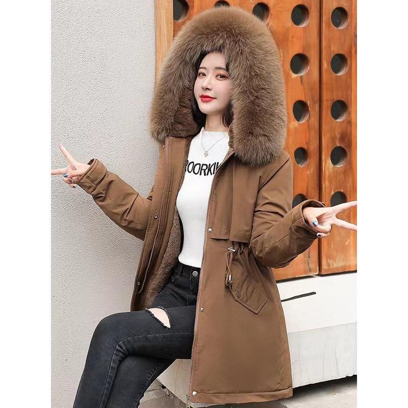 Women's Mid-Length Korean Style Parka - Trendy, Loose-Fit, Plus Size, Cotton-Padded Winter Jacket