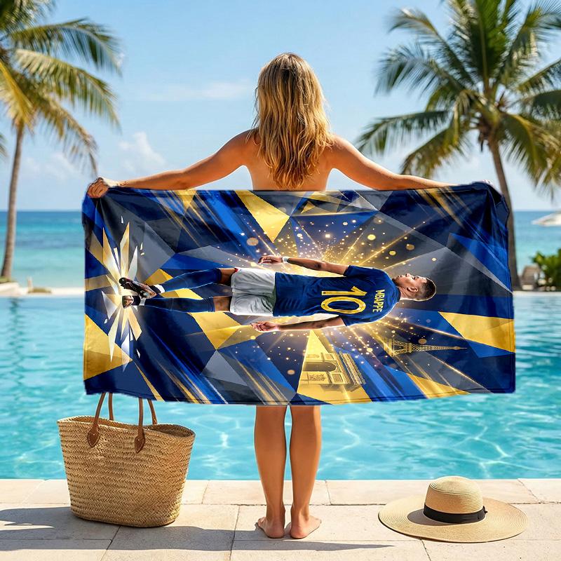 Asciugamano da Spiaggia ad Asciugatura Rapida con Stampa di Kylian Mbappe Microfibra Assorbente Portatile da Viaggio Asciugamano da Nuoto