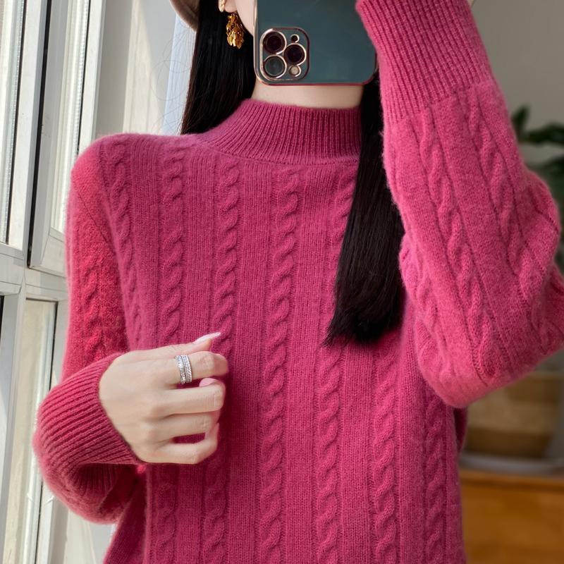 Women's Cashmere Sweater Qinghe Cashmere 30% Cashmere 70% Wool Autumn and Winter Pullover Warm and Fashionable
