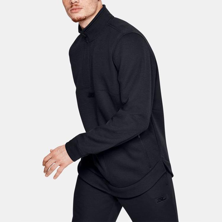 Under Armour SC Basketball Sports Solid High-Neck Sweatshirt Men Tops Black 1342981-001