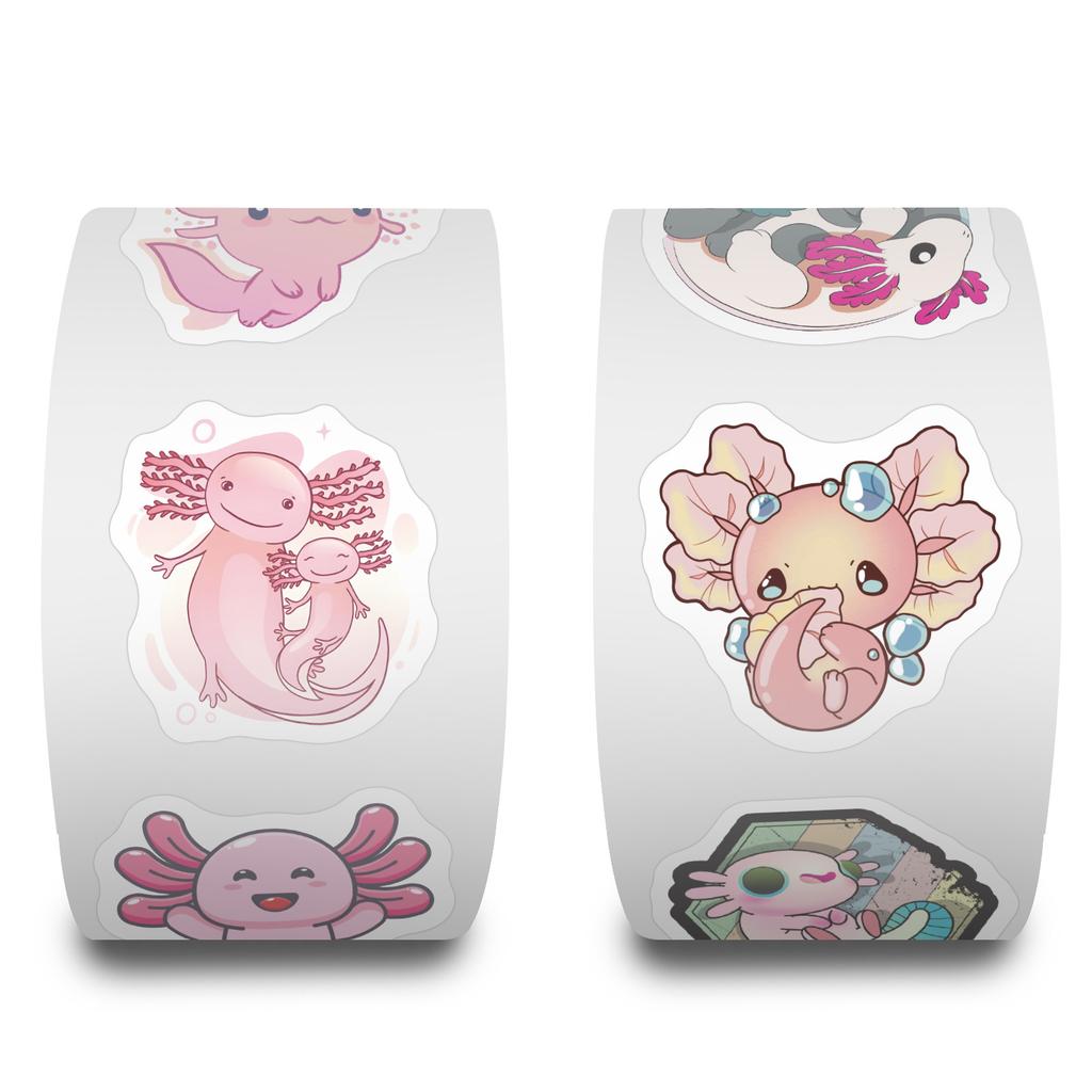 500/roll Cartoon Newt Roll Sticker Cute Animal Children DIY Skateboard Suitcase Roll Sticker