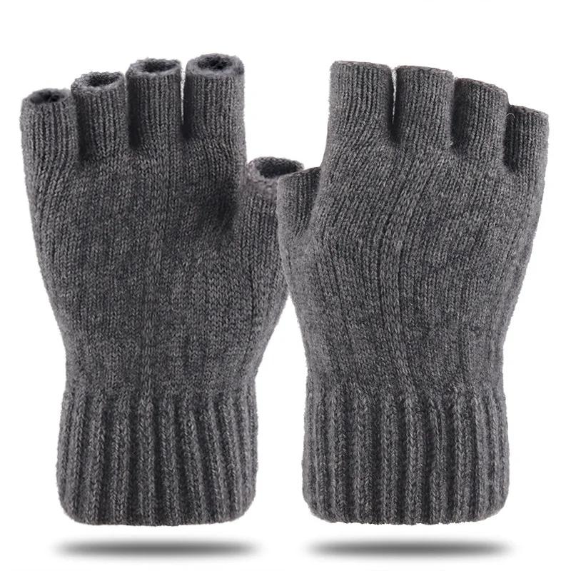 2020Outdoor Half Finger Gloves Women Men Winter Warm Wool Mittens Unisex Elastic Knitted Touchscreen Nonslip Fingerless Gloves