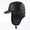 Men's Winter Genuine Leather Lei Feng Hat - Warm Duckbill Cowhide Cap for Elderly