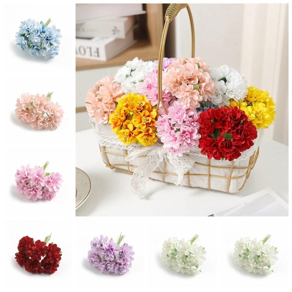 6Pcs/Set Handmade Fake Flowers 11CM Flowers Bouquet Elegant Artificial Flowers Decor  Home Decor