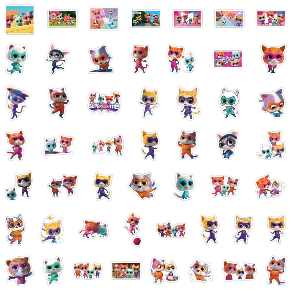 

Super Kitties Team Stickers: 50 Waterproof Sheets for Planners, Stationery, Water Bottles, and Computers