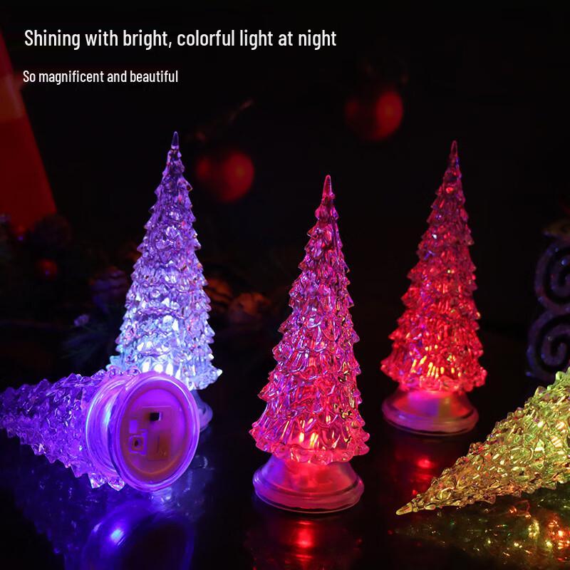 Colorful Acrylic Christmas Tree Night Lights (3-Pack, 22cm)