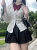 Skirt JK Ribbon M [Wuzfully] Girls' Uniform, Cute, Innocent, Cosplay, Student, Uniform, Included, 3-Piece Set, Costume, Black,