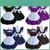 Vestido Retro de Empregada de Manga Curta Feminino Com Gola de Boneca Fofa e Estética de Princesa
