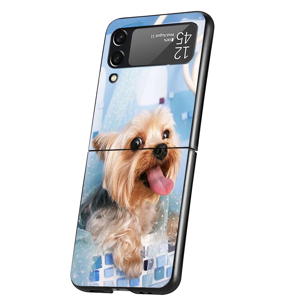 Yorkshire Terrier Hund Welpe Hülle Handyhülle Für Samsung Galaxy Z Flip 7 6 5 4 3 5G Flip7 Flip6 Flip5 Flip4 Flip3 Schwarz Fundas S