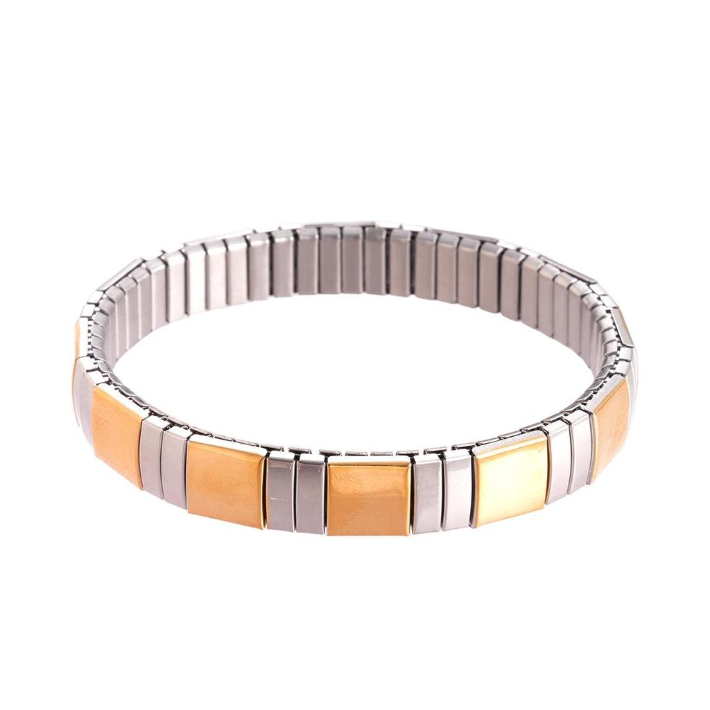European-American Stainless Steel Spliced Square Rectangular Bracelet - Versatile Fashion Jewelry for Women