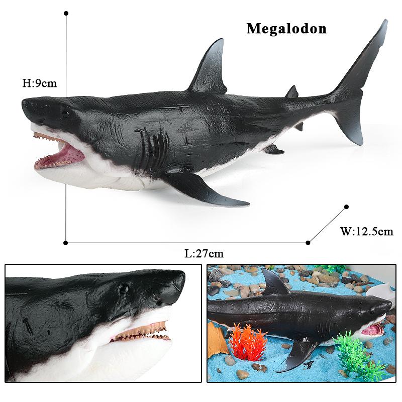 Oenux Ocean Animal Savage Megalodon Beluga Big Shark Orca Sperm Blue Whale Action Figures Sea Life Model Educational Kids Toy